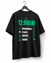 12:00 AM 14 August Black Downshoulder T-Shirt (AZADI)
